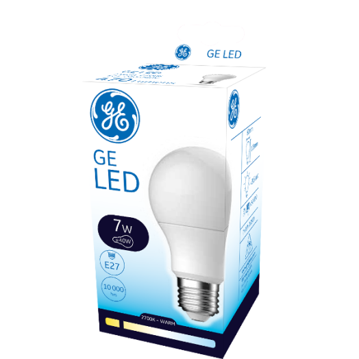 GE LED E27 7W 470LM 2700K 10000H A60