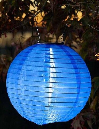 Napelemes vízálló kültéri LED lampion (20 cm) – fém akasztóval