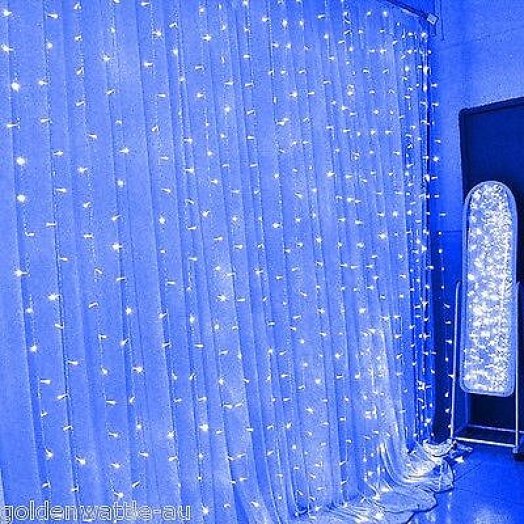 LED fényfüggöny – kék 3m x 3m (300 LED)