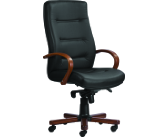 9300 XXL  bőr/dió pác főnöki fotel, fekete, összeszerelt