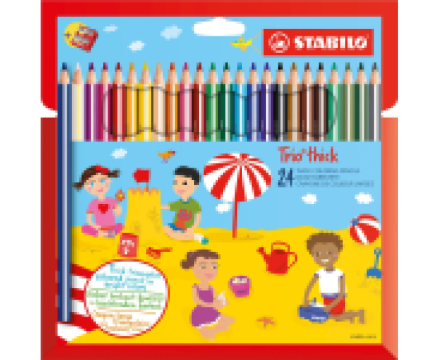 STABILO Trio vastag színes ceruza 24 színű készlet+hegy