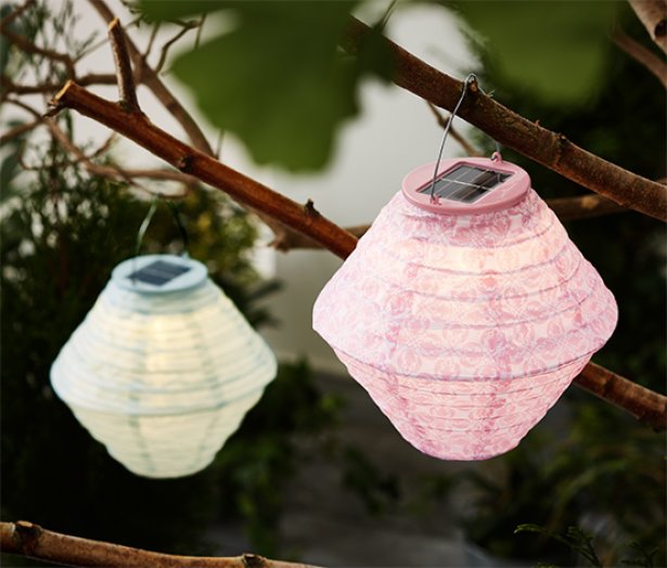 Napelemes lampion, rózsaszín