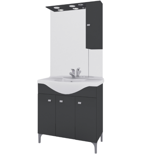 MOON GRAFIT 85 KOMPLETT JOBBOS FÜRDŐSZOBABÚTOR LED 86X192X50,5CM