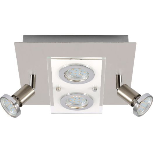 LED MENNYEZETI SPOT LÁMPA, FÉM/ÜVEG, 3W LED 4XGU10 IZZÓ, 250LM, 300K, 25X25X13CM