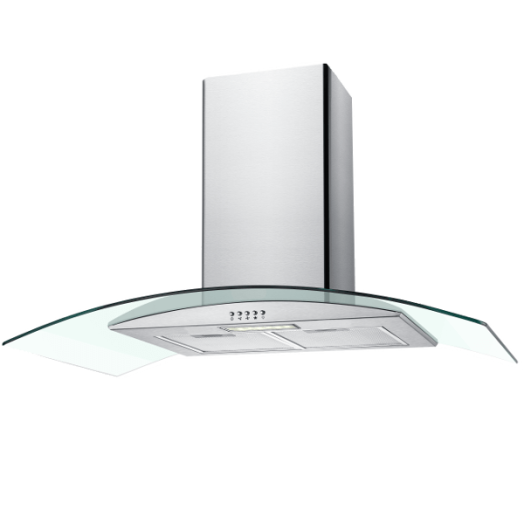 KÜRTŐS PÁRAELSZÍVÓ 90CM INOX 1 MOTOROS 300M3/H TEMPERÁLT ÜVEG