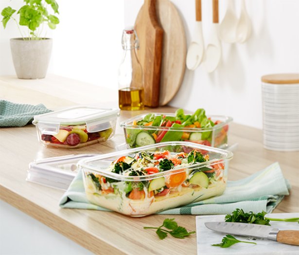 3 üveg sütőforma fedéllel szettben, különböző méretek