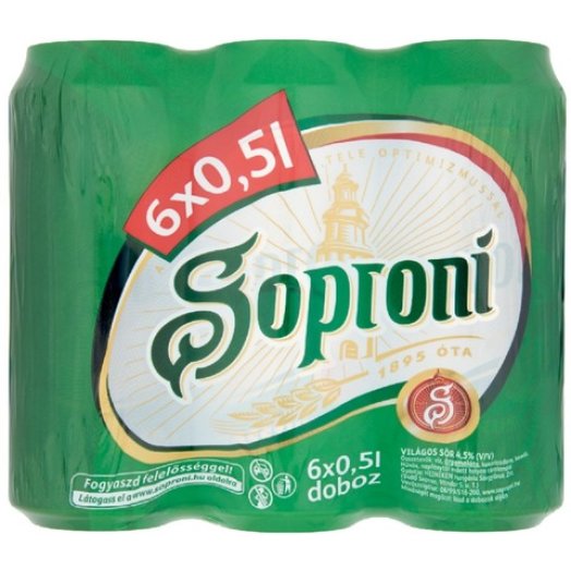 Soproni dobozos világos sör multipack
