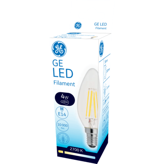 GE LED FILAMENT GYERTYA E14 4W 470LM 2700K