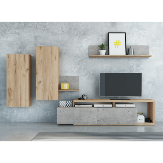 OZIRIS NAPPALI FAL 240(260)X40X180 ARANY TÖLGY/BETONSZÜRKE