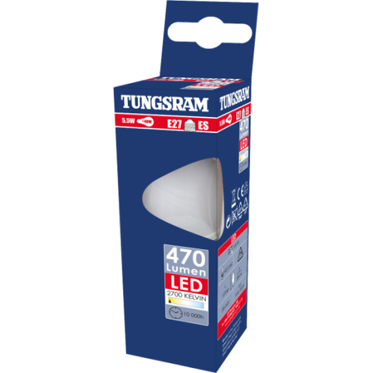 TU LED E27 5,5W 470LM 2700K 10000H GYERTYA (RÉGI:320576)