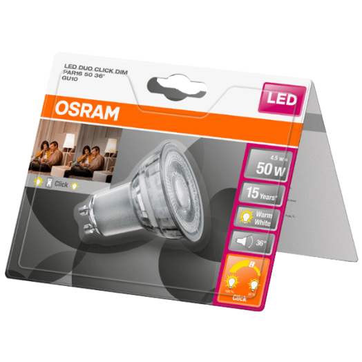 LED FÉNYFORRÁS STAR+ SPOT GU10 50 350LM 4,5W ÜVEG 2XDIM MELEG