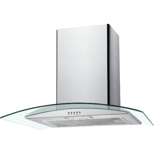 KÜRTŐS PÁRAELSZÍVÓ 60CM INOX 67W 1 MOTOROS 300M3/H TEMPERÁLT ÜVEG