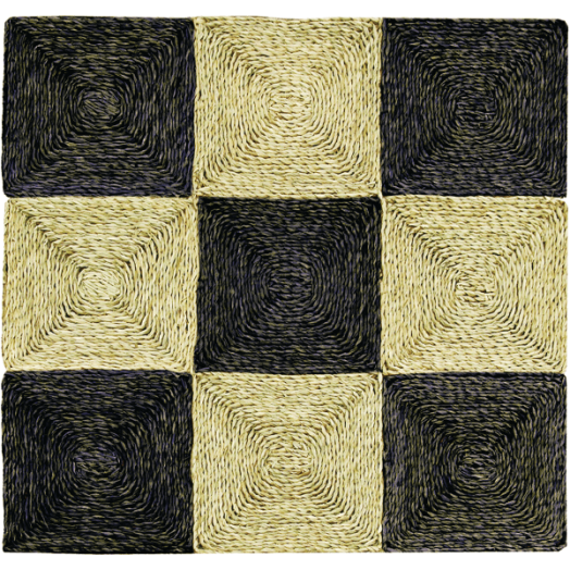 TENGERIFŰ LÁBTÖRLŐ 90×90CM FEKETE-NATÚR KOCKÁS