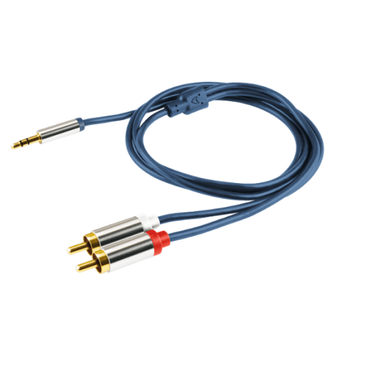 AUDIÓ KÁBEL, 3,5MM SZTEREÓ FÉM DUGÓ 2 RCA FÉM DUGÓ, 1M