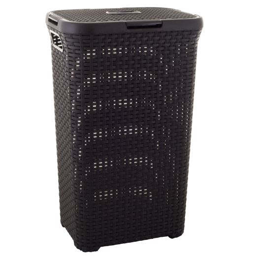 RATTAN HATÁSÚ SZENNYESTARTÓ 60L BARNA, SZÖGLETES *RÉGI: 241945* Outlet