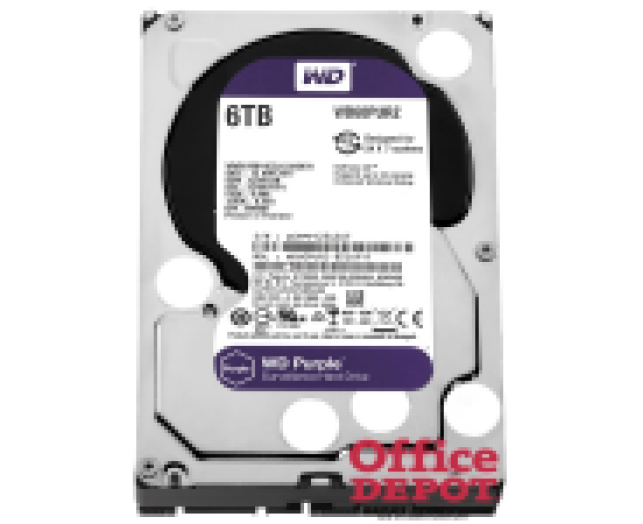 Western Digital 3,5" 6000GB belső SATAIII 5400RPM 64MB PURPLE WD60PURZ winchester 3 év