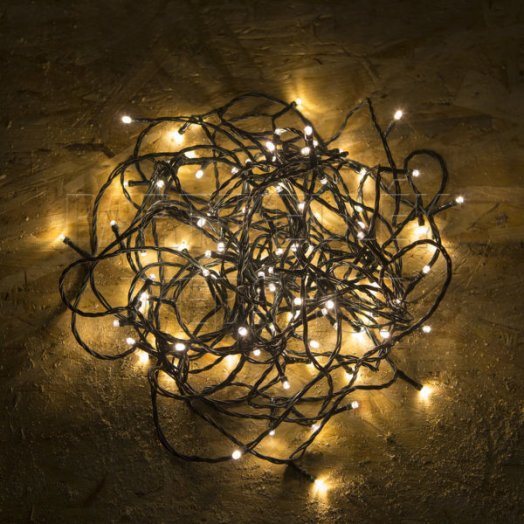 Karácsonyi fényfüzér 5m – meleg fehér, beltéri (100 LED)
