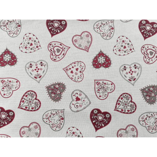 IMPREGNÁLT TEXTIL TERÍTŐ 140CM PIROS SZÍVES 20 M/TEK