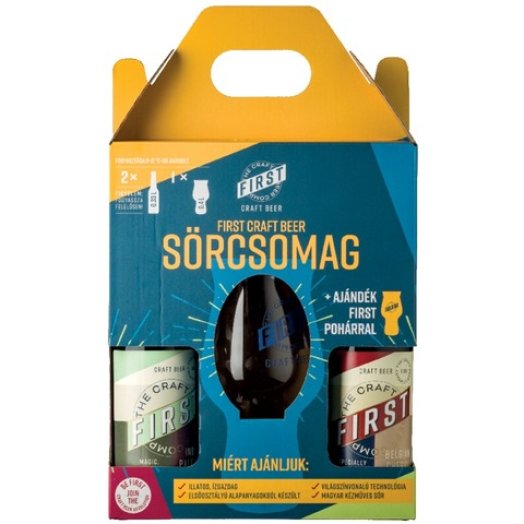 First kézműves üveges sör 1 db pohárral díszdobozban
