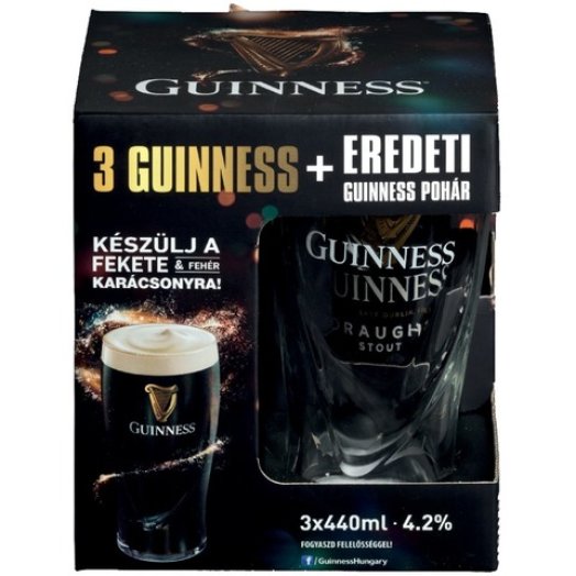Guinness Draught ír fekete sör 1 db pohárral díszdobozban