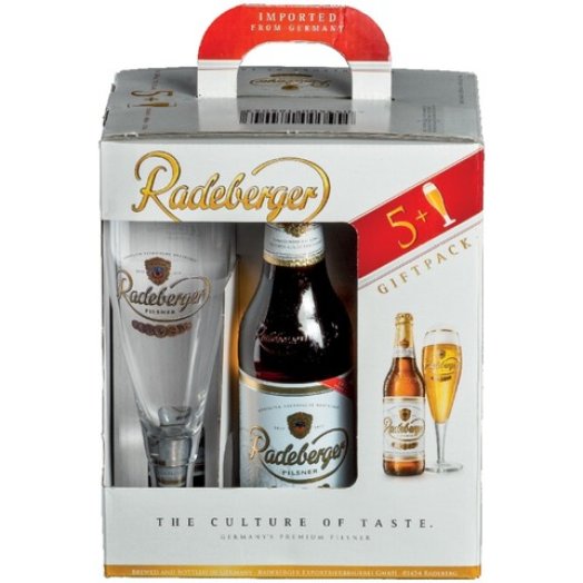 Radeberger üveges sör 1 db pohárral díszdobozban