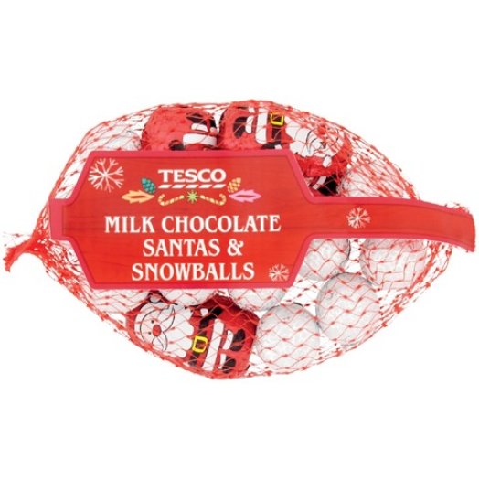 Tesco Mikulás és hógolyó hálóban