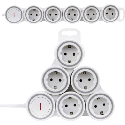 SUPRAFLEX ELOSZTÓ 5-ÖS 1,4M IP20 3X1,5MM2 FEHÉR KAPCSOLÓVAL