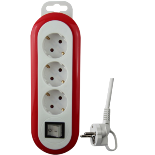 MERIDIAN ELOSZTÓ 3-AS 1,4M IP20 3X1,5MM2 FEHÉR/PIROS KAPCSOLÓS