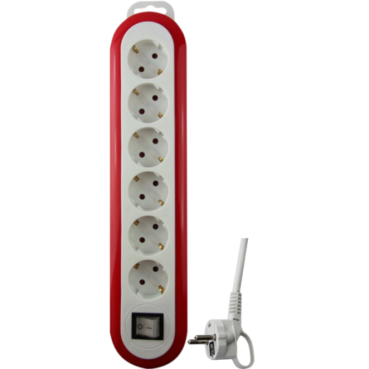 MERIDIAN ELOSZTÓ 6-AS 1,4M IP20 3X1,5MM2 FEHÉR/PIROS KAPCSOLÓS