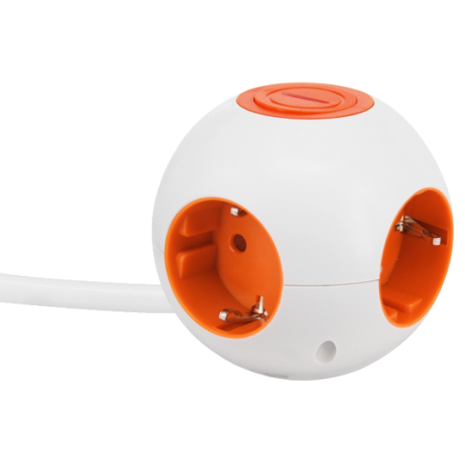 POWER GLOBE ELOSZTÓ 4-ES 1,4M 3X1.5MM_ IP20 MAX.3500W FEHÉR/NARANCS