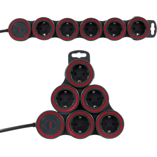 SUPRAFLEX ELOSZTÓ 5-ÖS 1,4M IP20 3X1,5MM2 ANTRACIT KAPCSOLÓVAL
