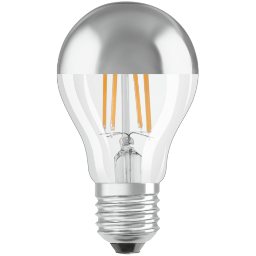 LED FÉNYFORRÁS STAR+ KÖRTE E27 7W 650LM 60 ÜVEG TETŐTÜKRÖS EZÜST