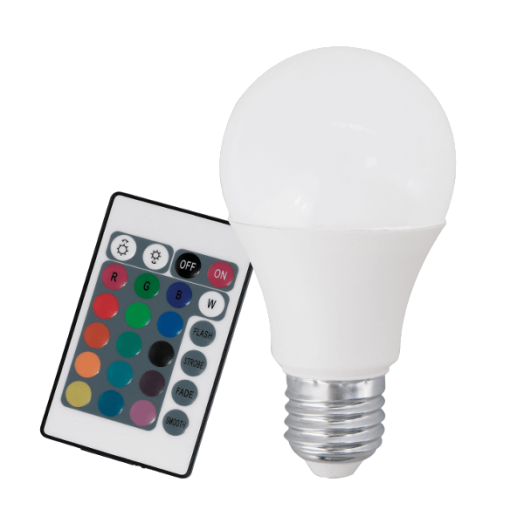 LED FÉNYFORRÁS RGB E27 A60 7,5W 470LM 3000K TÁVIRÁNYÍTÓVAL