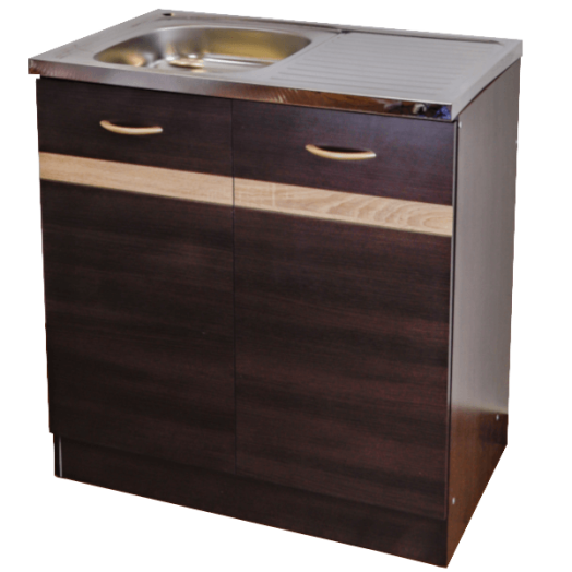 KOMPLETT MOSOGATÓS SZEKRÉNY 80X50CM WENGE,1 MEDENCÉS MOSOGATÓVAL