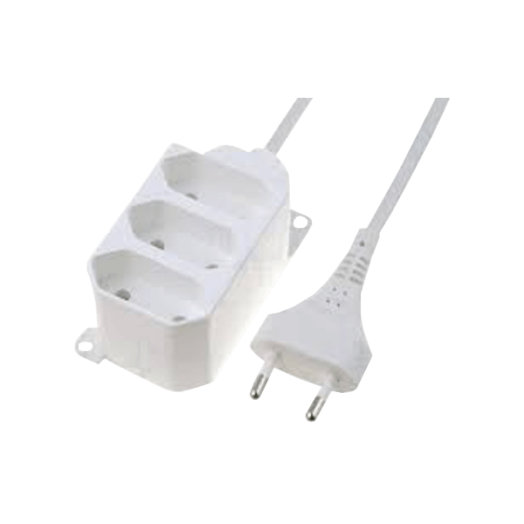 ASZTALI HOSSZABBÍTÓ 3XEURO 5M FEHÉR 2X0,75 H03VVH-F 230V 2,5A/625W
