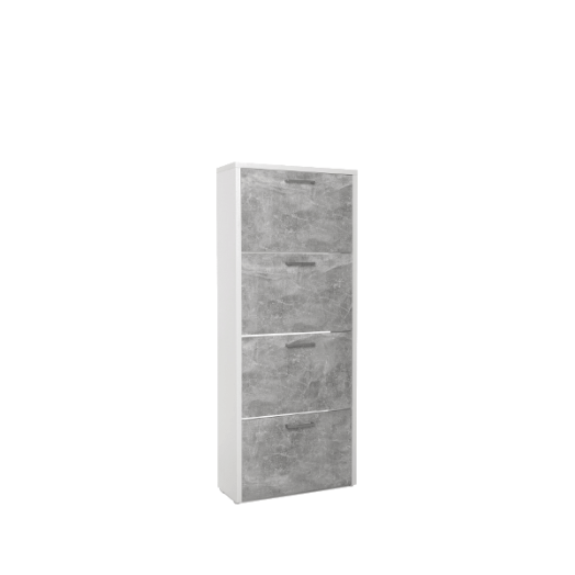 FULDA2 CIPŐSSZEKRÉNY 4AJTÓ FEHÉR/BETON DEKOR 61X152X25CM
