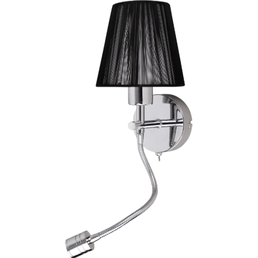 FERGIE FALI LÁMPA E14 40W +LED 1W OLVASÓKARRAL FEKETE/KRÓM Outlet