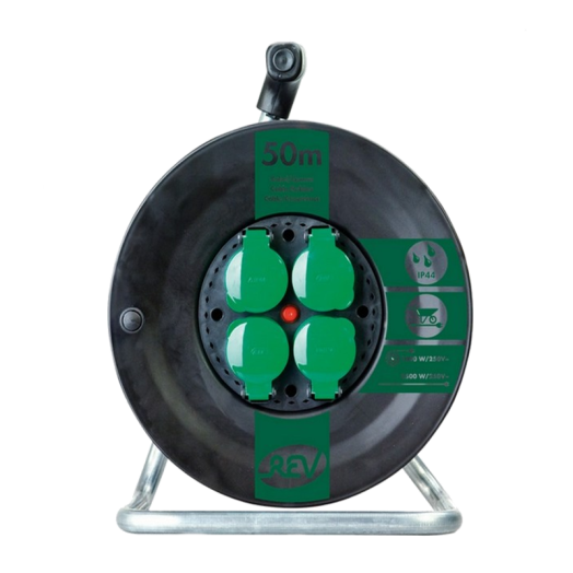 KÁBELDOB KÜLTÉRI MŰANYAG,50M4DUGALJ IP44 H05RRF3X1,5MM2 FEKETE (284754) Outlet