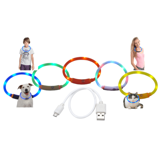 SZÍNES LED KARIKA 50 CM KÉK IP65 VILLOGÓ FUNKCIÓ TÖLTHETŐ AKKU