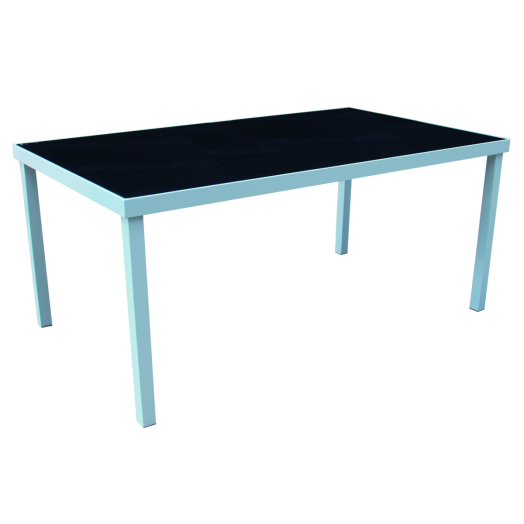ASZTAL ALUMINIUM 140X80X75CM FEKETE ÜVEG LAPPAL Outlet