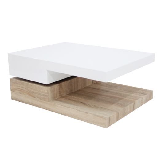 DOHÁNYZÓASZTAL 80-124X60X33,5CM HG FEHÉR/SONOMA TÖLGY MDF Outlet