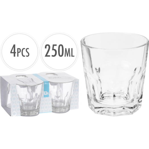 ÜVEGPOHÁR SZETT 250 ML 4 DB-OS