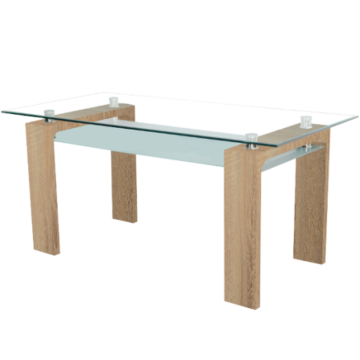 ÉTKEZŐASZTAL 150X90X76CM ÜVEG/SONOMA TÖLGY MDF Outlet