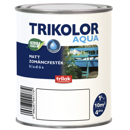 TRIKOLOR AQUA MATT ZOMÁNCFESTÉK 1L  FEHÉR VIZESBÁZISÚ (R:230517)