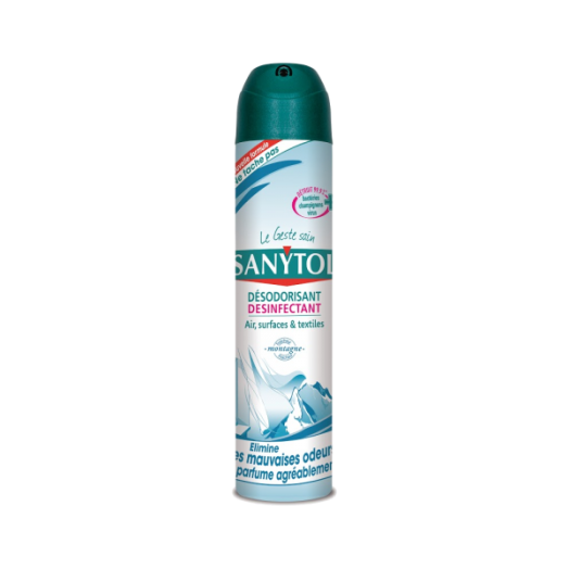 SANYTOL FERTŐTLENÍTŐ AEROSOL 300ML  LÉGFRISSÍTŐ+SZAGTALANÍTÓ,HEGYI LEV.