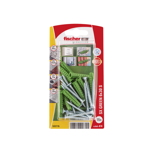 SX 6X30 S GREEN K 15DB DÜBEL+CSAVAR