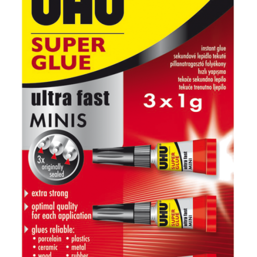 UHU SUPERMINI PILLANATRAGASZTÓ 3X1G FOLYÉKONY, BLISZT. (R:2722533)