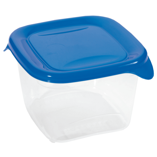 FRESH&GO ÉTELTARTÓ DOBOZ 0,45L NÉGYSZÖGLETES ÁTLÁTSZÓ/SÖTÉTKÉK