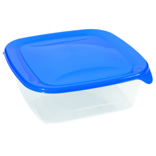 FRESH&amp;GO ÉTELTARTÓ DOBOZ 0,8L       NÉGYSZÖGLETES ÁTLÁTSZÓ/SÖTÉTKÉK