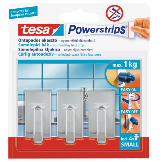 TESA POWER-STRIPS AKASZTÓ, SZÜRKE